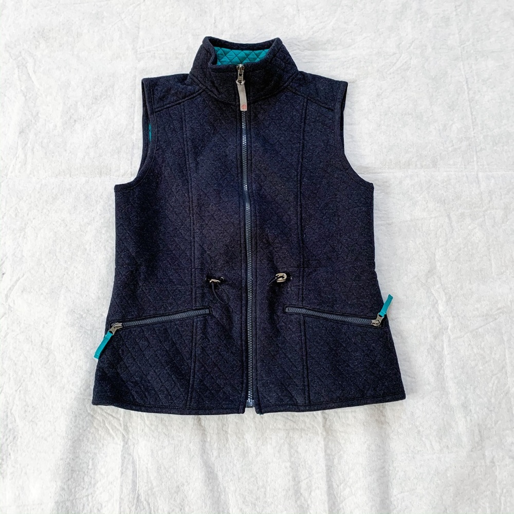 Talbots Quilted Navy Blue Front Zip Vest